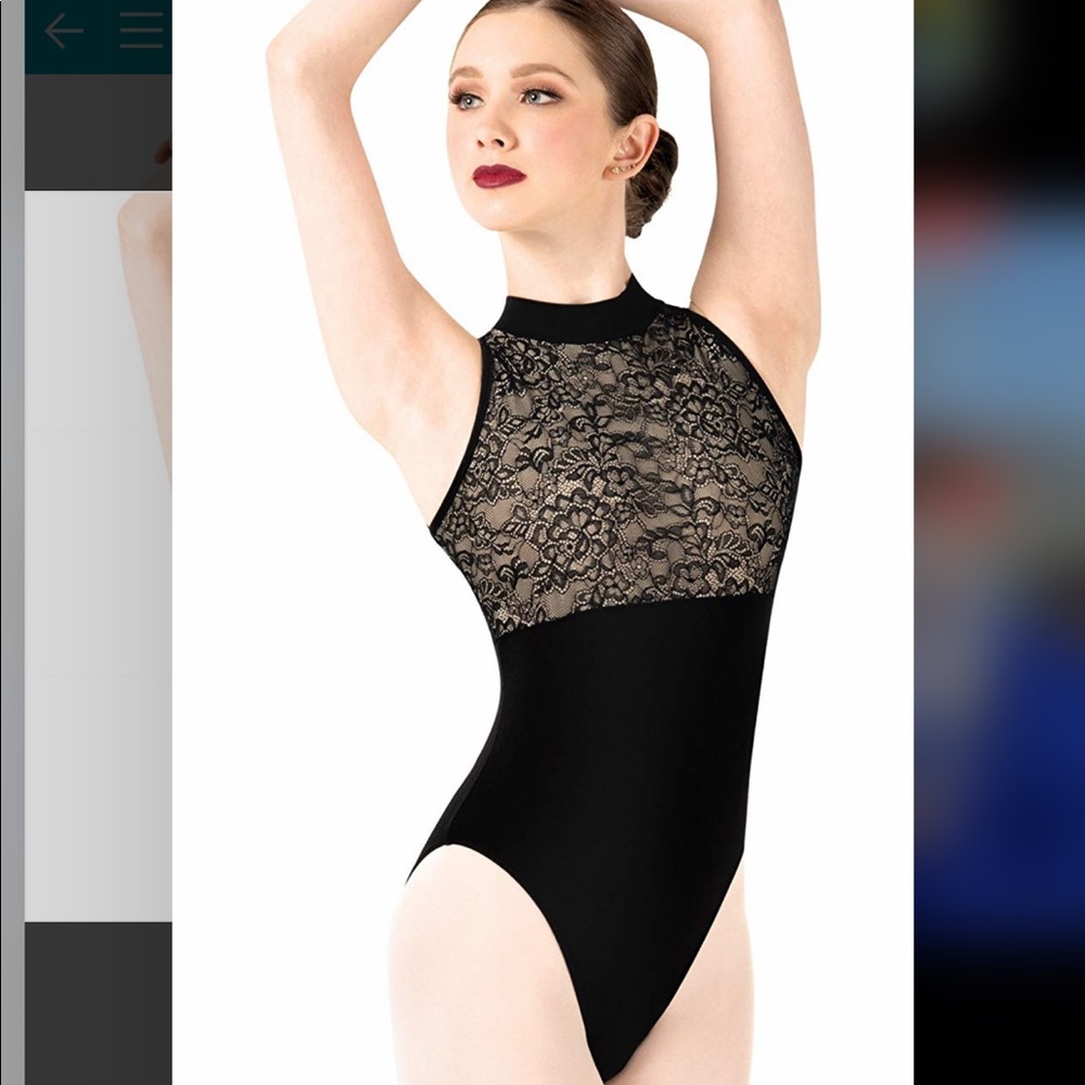 Black Floral Lace Ballet Leotard